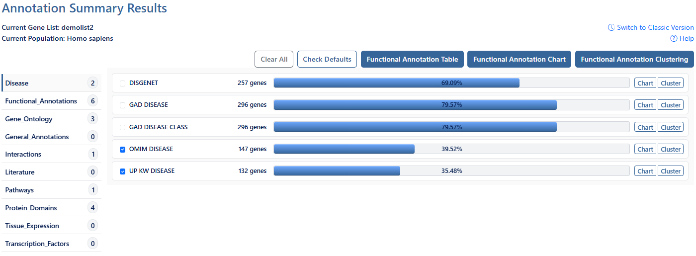 Gene List Report Interface